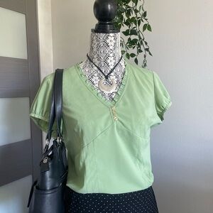 Semi-Sheer Green Women's Blouse